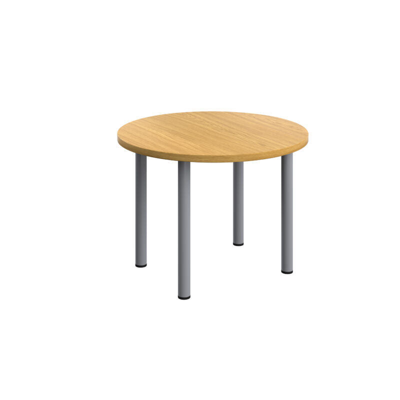 One Fraction Plus Circular Meeting Table | 1000mm | Nova Oak/Silver