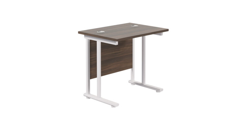 Twin Upright Rectangular Desk: 600mm Deep | 800X600 | Dark Walnut/White