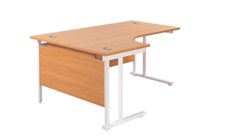 Twin Upright Left Hand Radial Desk | 1800X1200 | Beech/White