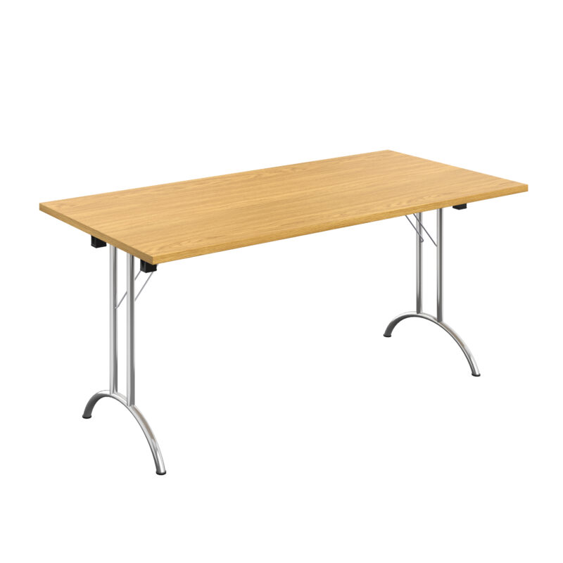 One Union Rectangular Folding Table | 1600 X 800 | Nova Oak/Chrome