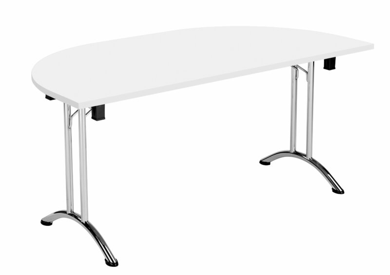 One Union D-End Folding Table | 1600 X 800 | White/Chrome