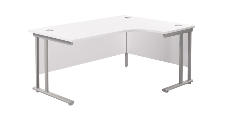 Twin Upright Right Hand Radial Desk | 1600X1200 | White/Silver