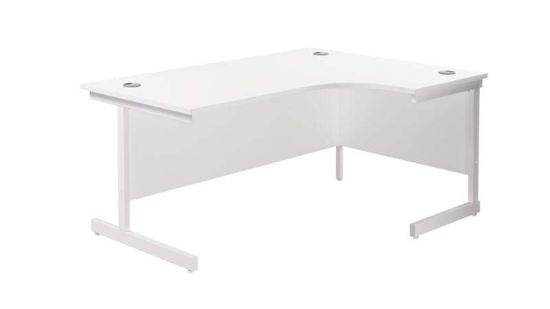 Single Upright Right Hand Radial Desk | 1800 X 1200 | White/White