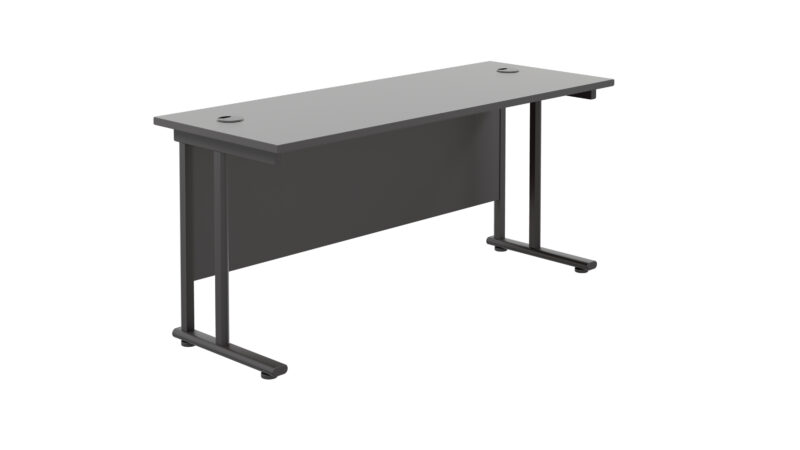 Twin Upright Rectangular Desk: 600mm Deep | 1600X600 | Black/Black