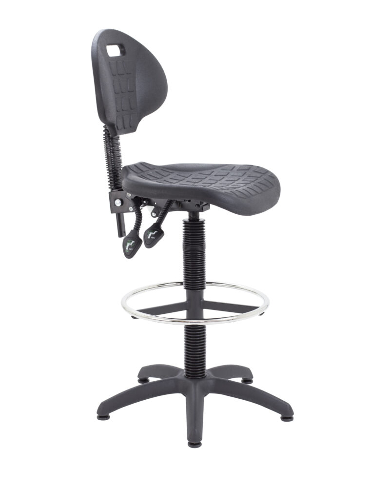 Factory Chair 2 Lever with Draughtsman Kit | Static Foot Ring | Black