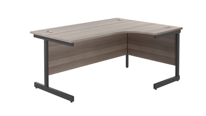 Single Upright Right Hand Radial Desk | 1800 X 1200 | Grey Oak/Black