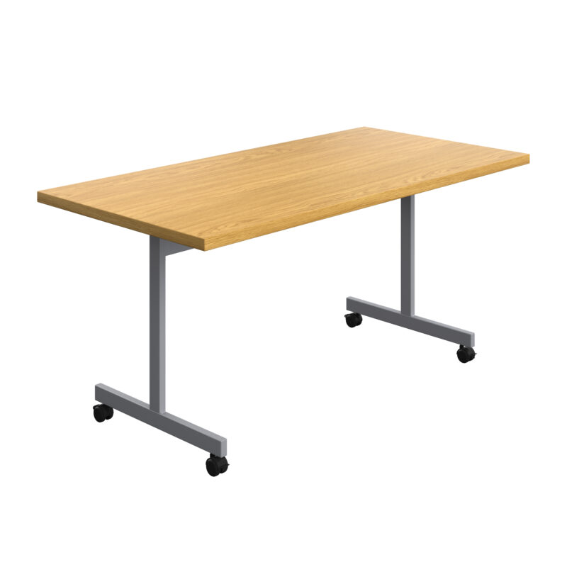 One Eighty Rectangular Tilting Table | 1600 X 800 | Nova Oak/Silver