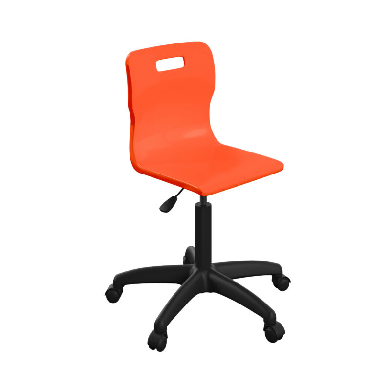 Titan Swivel Senior Chair with Plastic Base and Castors | Size 5-6 | Orange/Black