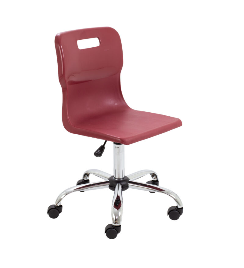 Titan Swivel Senior Chair with Chrome Base and Castors | Size 5-6 | Burgundy/Chrome