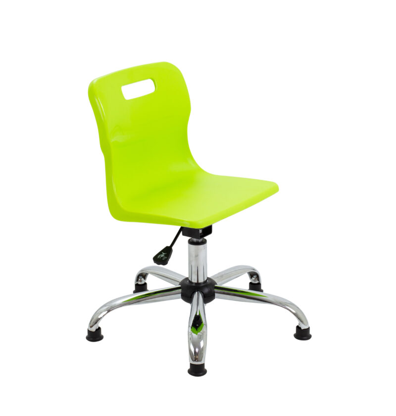 Titan Swivel Junior Chair with Chrome Base and Glides | Size 3-4 | Lime/Chrome