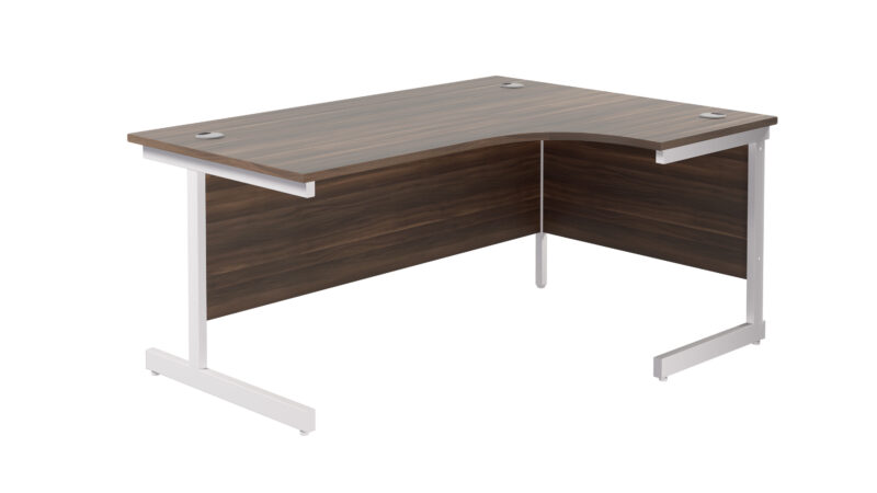 Single Upright Right Hand Radial Desk | 1600 X 1200 | Dark Walnut/White