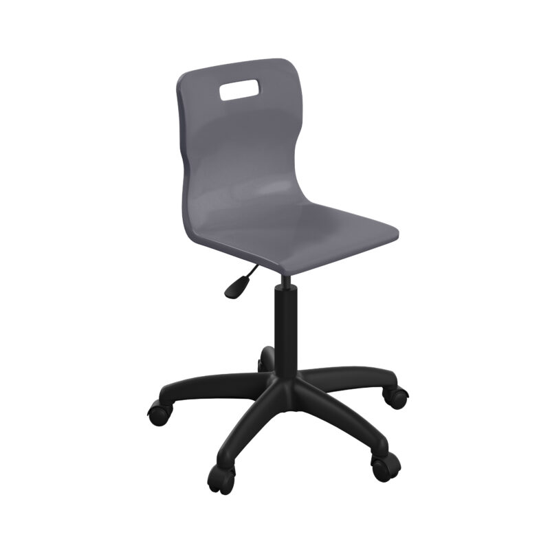 Titan Swivel Senior Chair with Plastic Base and Castors | Size 5-6 | Charcoal/Black