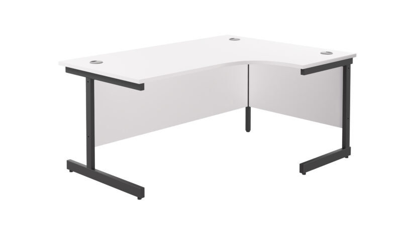 Single Upright Right Hand Radial Desk | 1600 X 1200 | White/Black