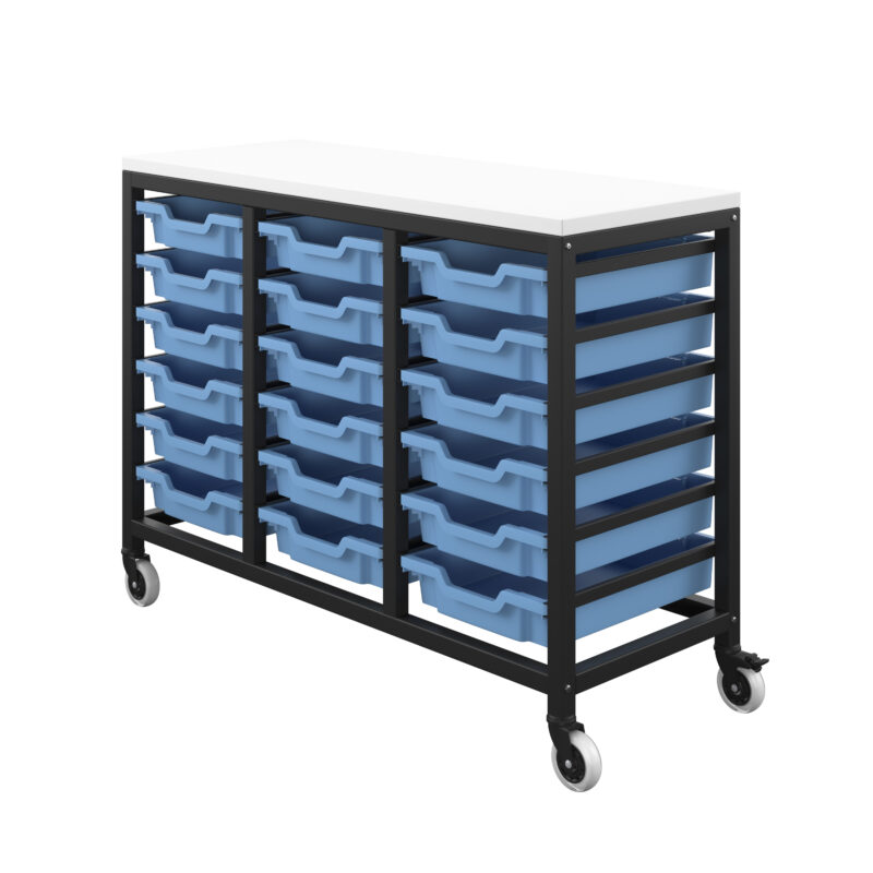 Titan Storage Unit with Tray Drawers | 18 Shallow Drawers (F1) | Blue/Black