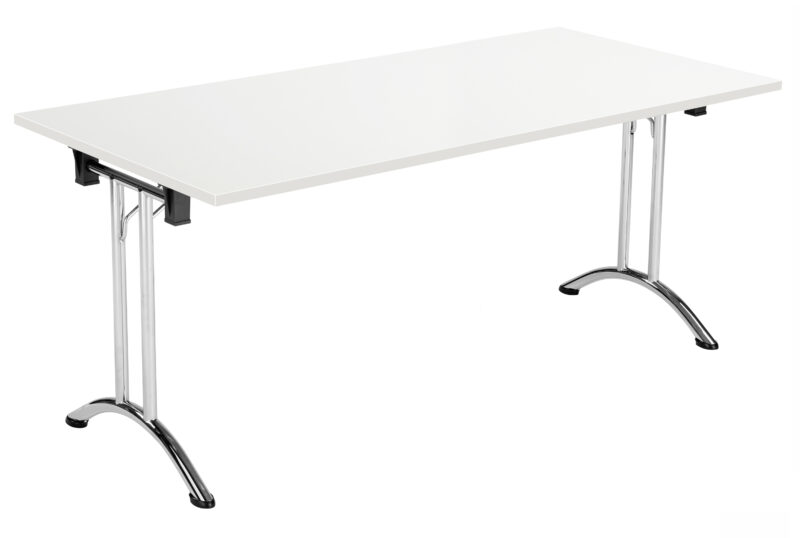 One Union Rectangular Folding Table | 1600 X 700 | White/Chrome