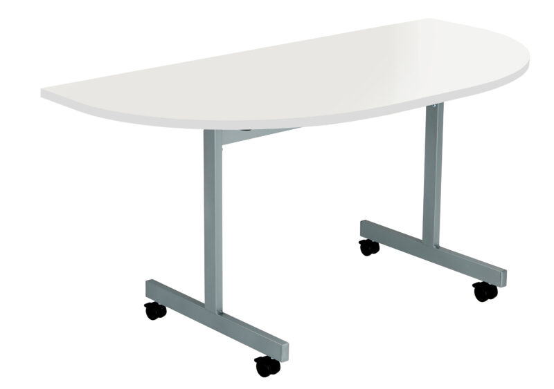 One Eighty D-End Tilting Table | 1400 X 700 | White/Silver