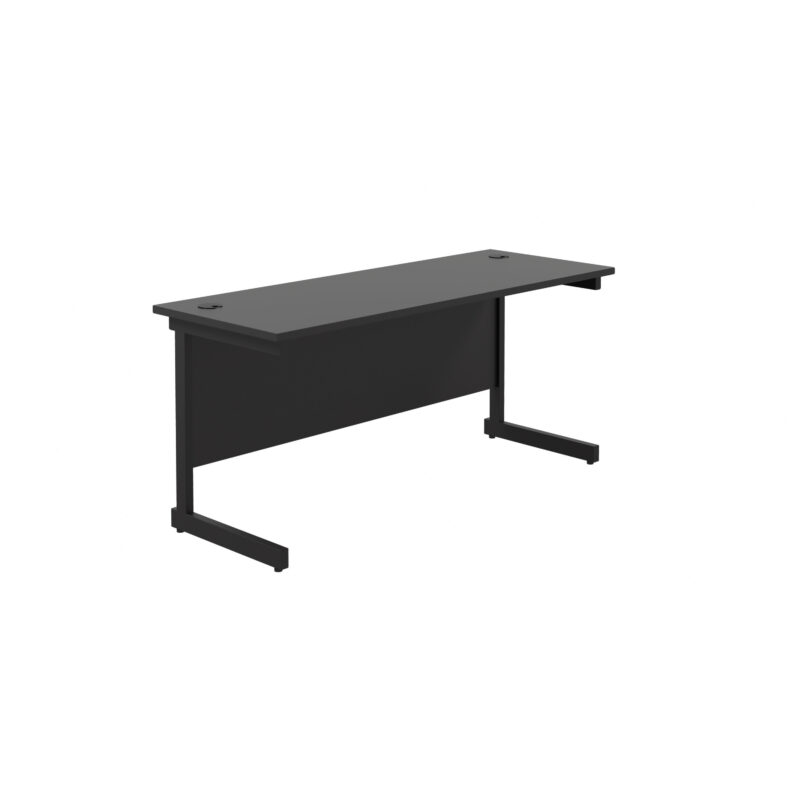 Single Upright Rectangular Desk: 600mm Deep | 1600 X 600 | Black/Black