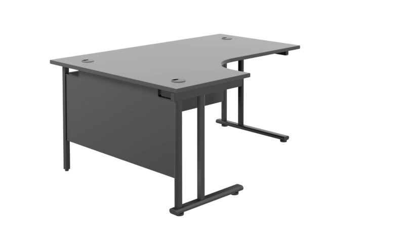 Twin Upright Left Hand Radial Desk | 1600X1200 | Black/Black