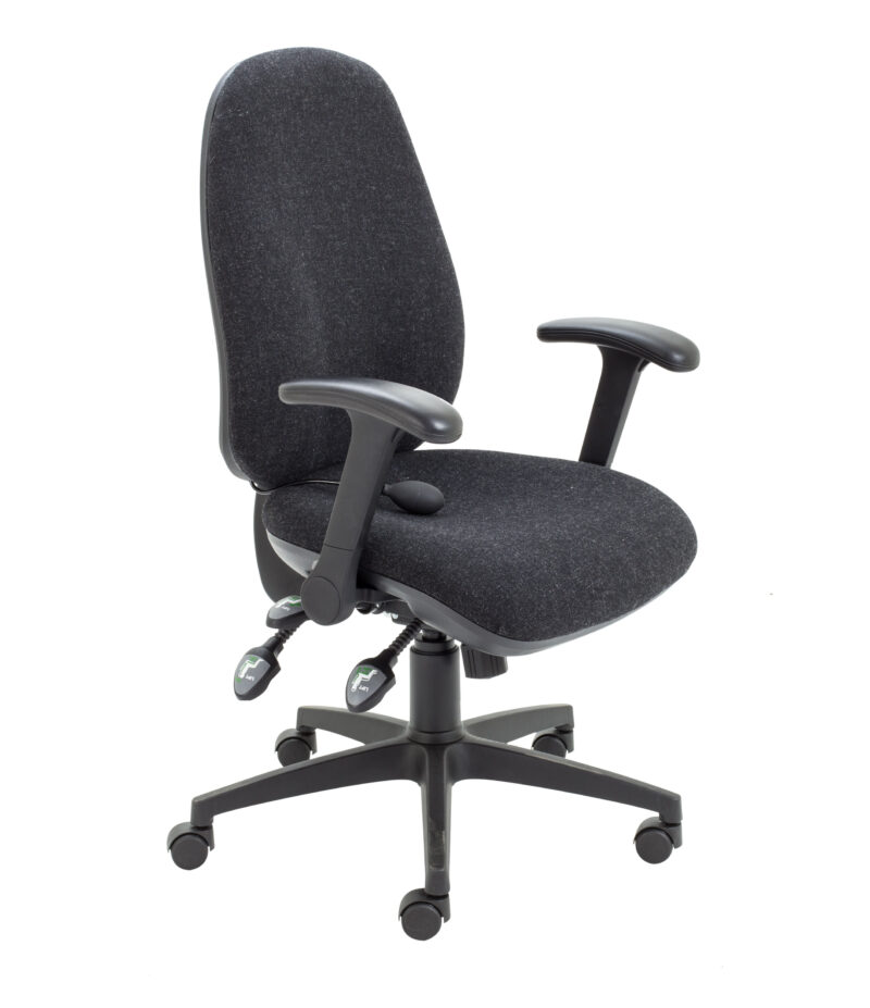 Maxi Ergo Chair With Lumbar Pump + Folding Arms | Charcoal