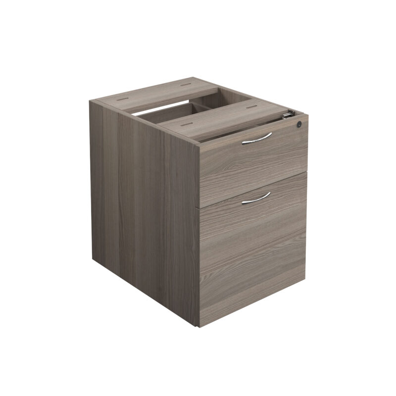 Essentials Fixed Pedestal 2 Drawers | 655 Deep | Grey Oak