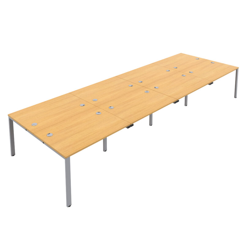 CB Bench with Cable Ports: 8 Person | 1600 X 800 | Nova Oak/Silver