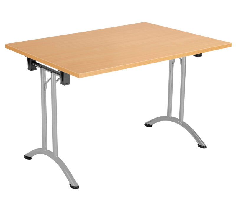 One Union Rectangular Folding Table | 1200 X 700 | Beech/Silver