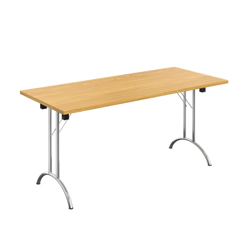 One Union Rectangular Folding Table | 1600 X 700 | Nova Oak/Chrome