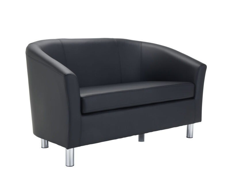 Tub Sofa with Metal Feet | Black PU