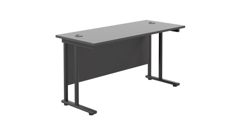 Twin Upright Rectangular Desk: 600mm Deep | 1200X600 | Black/Black