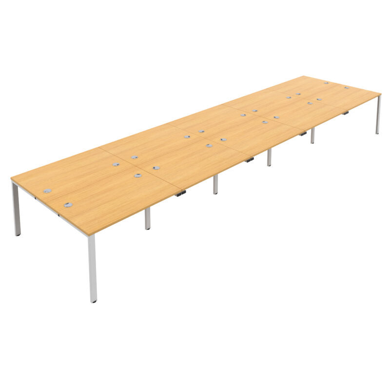 CB Bench with Cable Ports: 10 Person | 1600 X 800 | Nova Oak/White