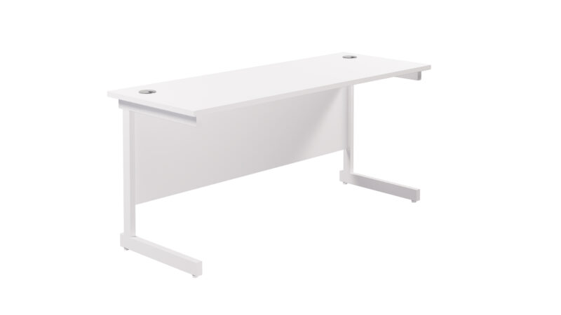 Single Upright Rectangular Desk: 600mm Deep | 1800 X 600 | White/White