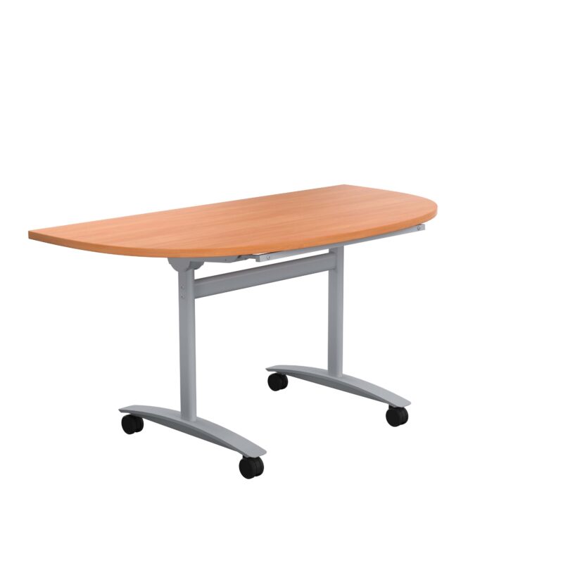 One D-End Tilting Table | 1400 X 700 | Beech/Silver