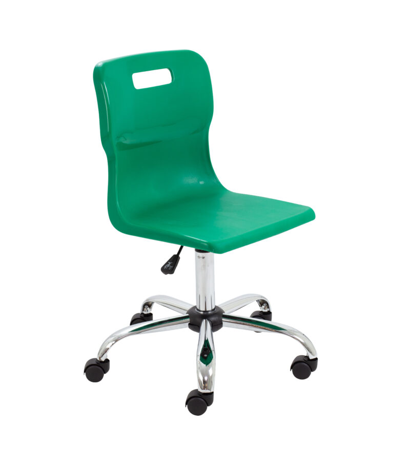 Titan Swivel Senior Chair with Chrome Base and Castors | Size 5-6 | Green/Chrome