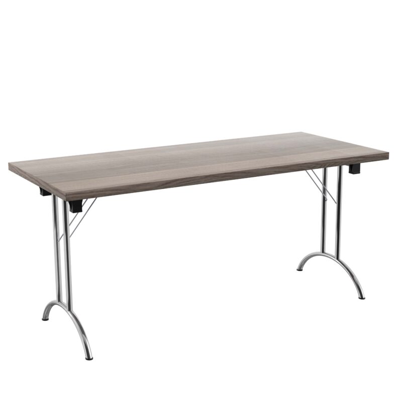 One Union Rectangular Folding Table | 1600 X 700 | Grey Oak/Silver