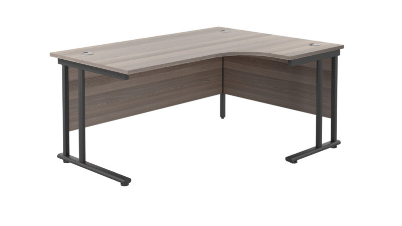 Twin Upright Right Hand Radial Desk | 1800X1200 | Grey Oak/Black