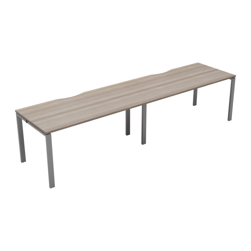 CB Single Bench with Cut Out: 2 Person | 1400 X 800 | Grey Oak/Silver