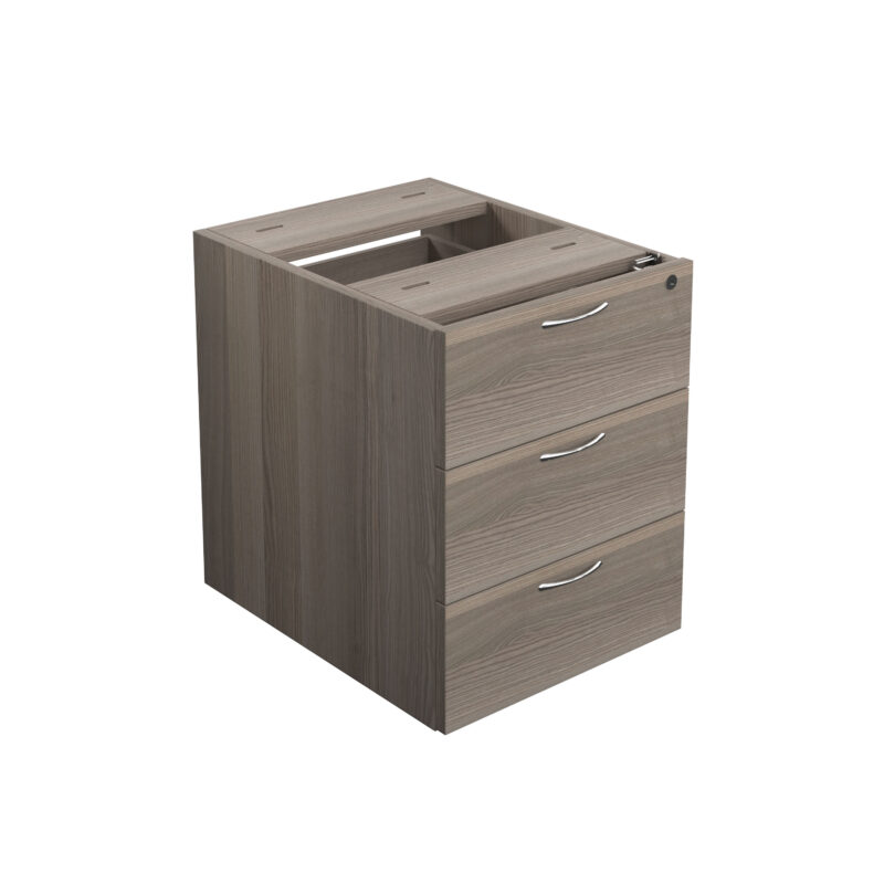 Essentials Fixed Pedestal 3 Drawers | 655 Deep | Grey Oak