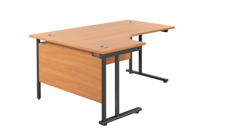 Twin Upright Left Hand Radial Desk | 1800X1200 | Beech/Black