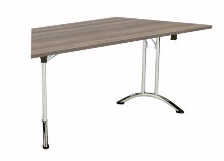 One Union Trapezoidal Folding Table | 1600 X 800 | Grey Oak/Chrome