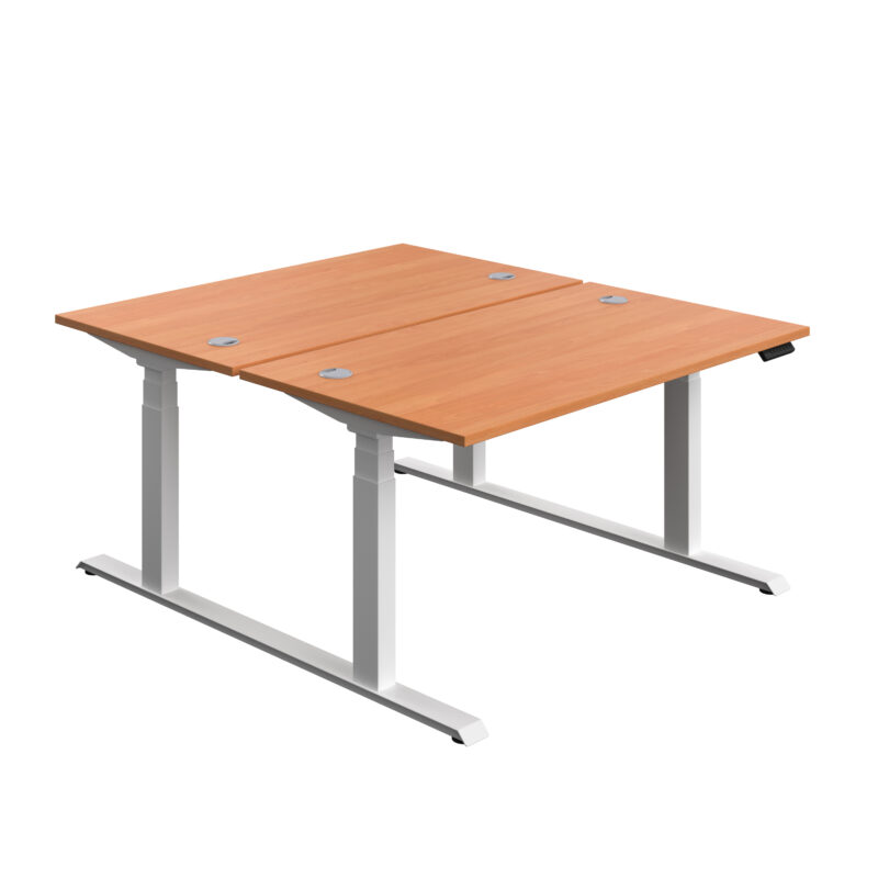 Economy Back To Back Sit Stand Desk | 1400 X 800 | Beech/White