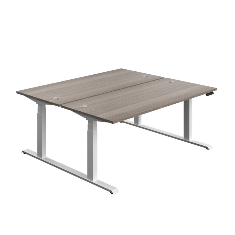 Economy Back To Back Sit Stand Desk | 1800 X 800 | Grey Oak/White