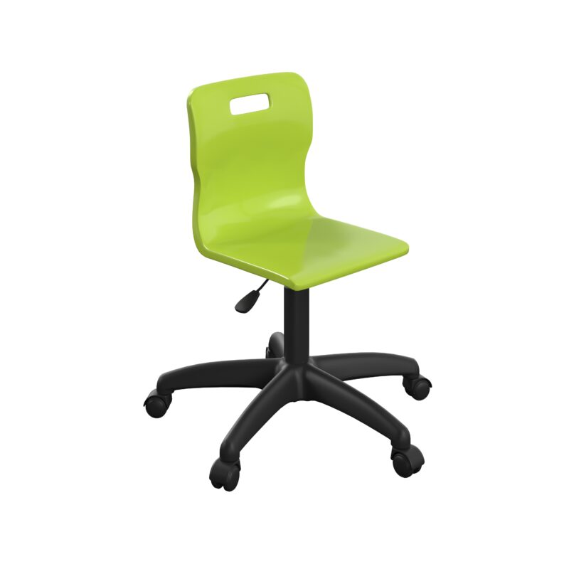 Titan Swivel Junior Chair with Plastic Base and Castors | Size 3-4 | Lime/Black