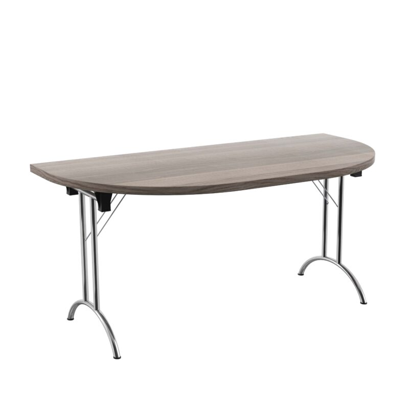 One Union D-End Folding Table | 1600 X 800 | Grey Oak/Silver