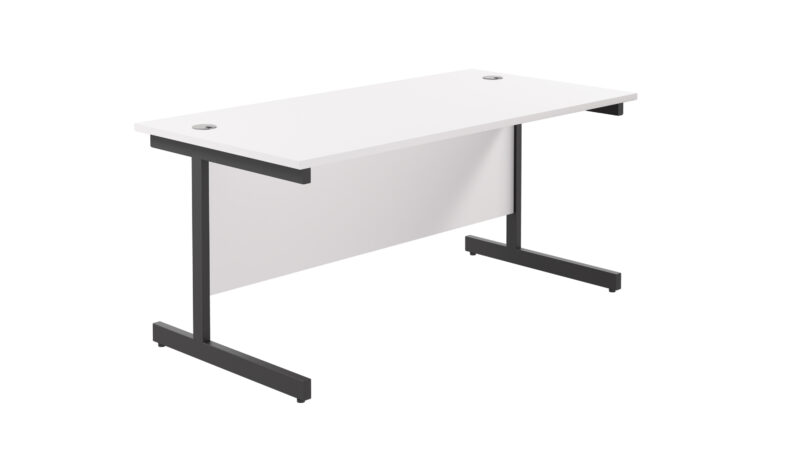 Single Upright Rectangular Desk: 800mm Deep | 1800 X 800 | White/Black