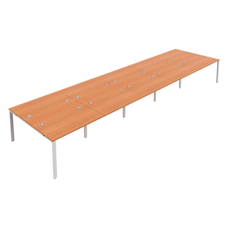 CB Bench with Cable Ports: 10 Person | 1200 X 800 | Beech/White