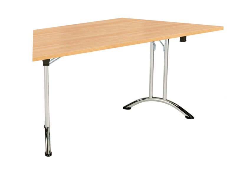 One Union Trapezoidal Folding Table | 1600 X 800 | Beech/Silver