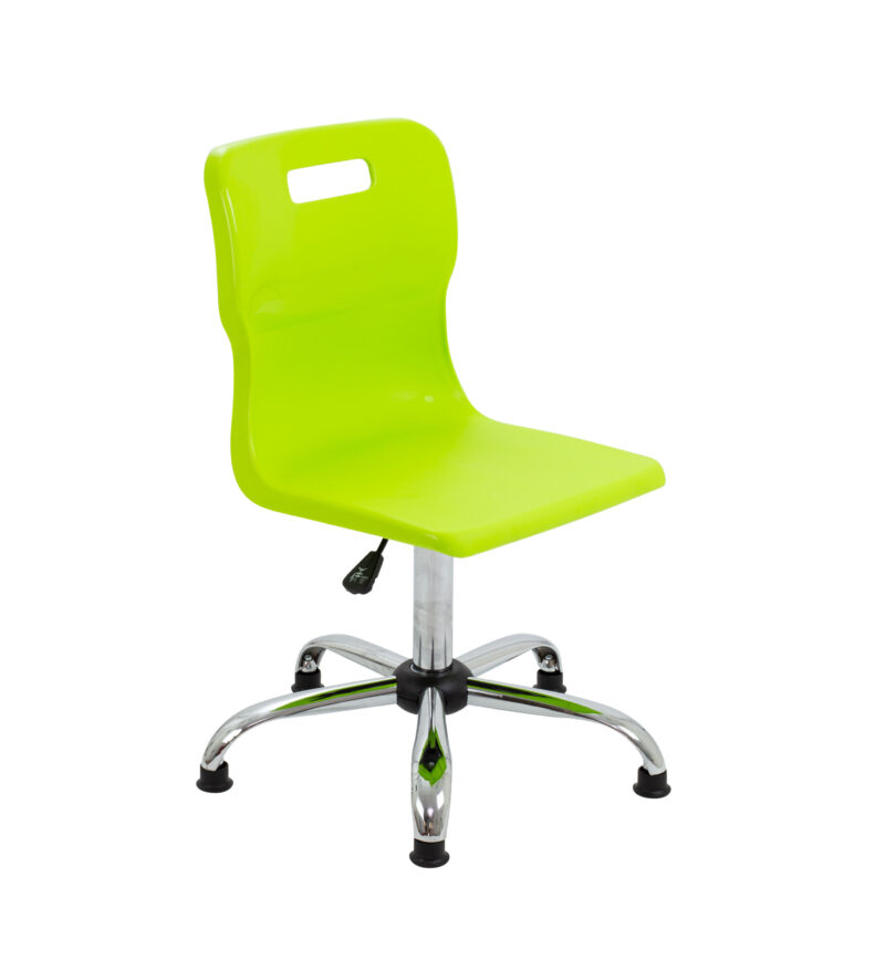 Titan Swivel Senior Chair with Chrome Base and Glides | Size 5-6 | Lime/Chrome