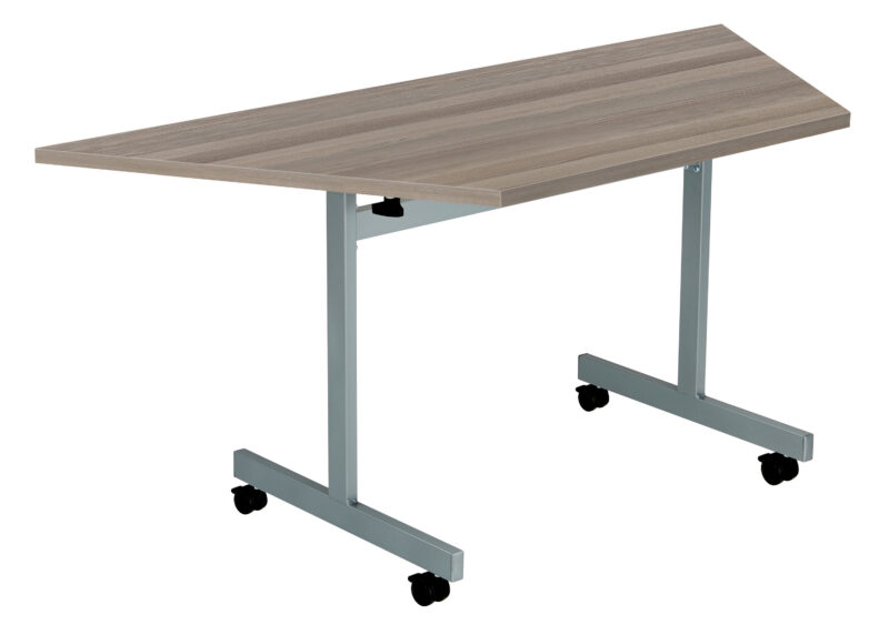 One Eighty Trapezoidal Tilting Table | 1600 X 800 | Grey Oak/Silver