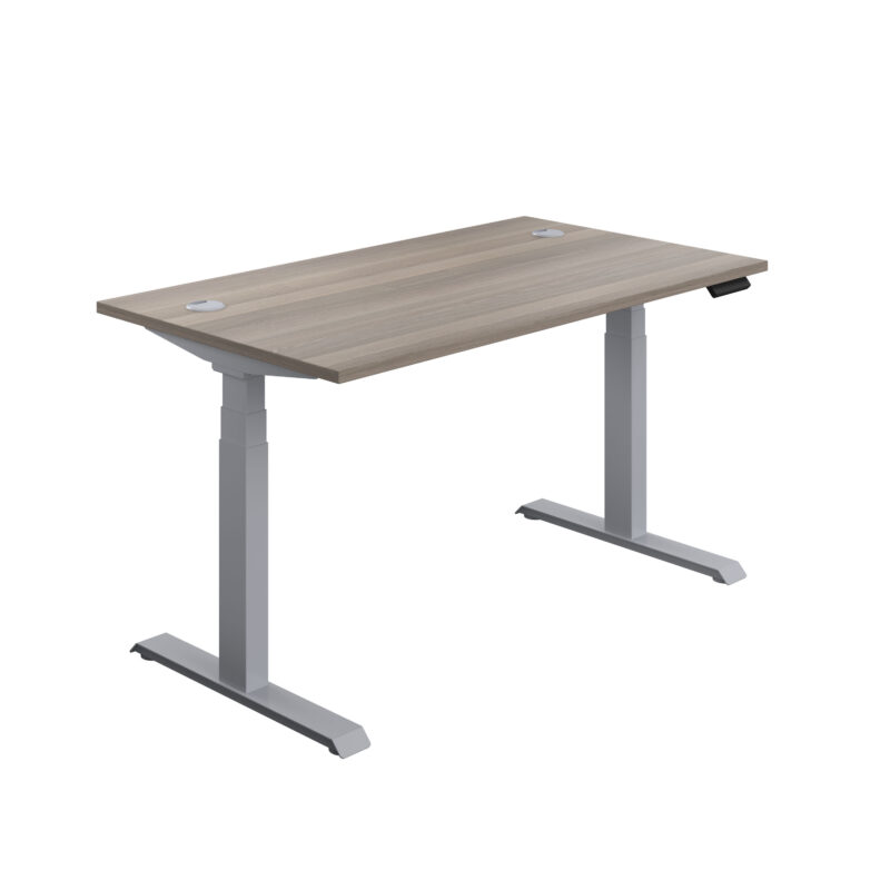 Economy Sit Stand Desk | 1800 X 800 | Grey Oak/Silver