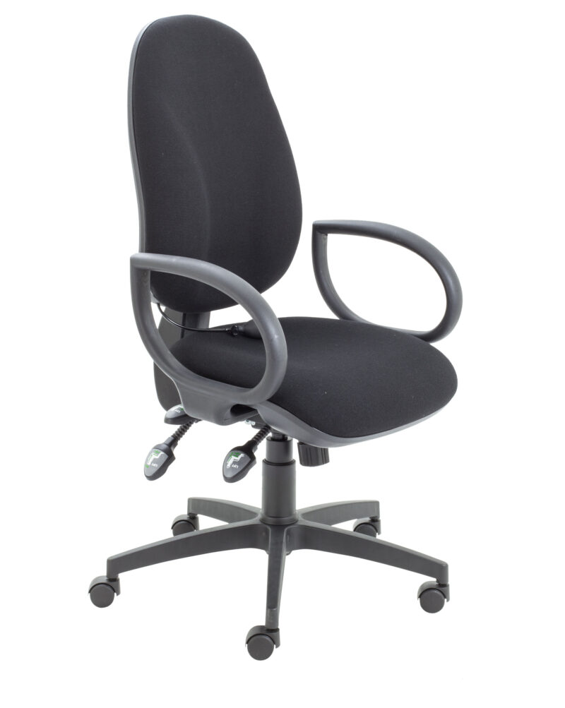 Maxi Ergo Chair With Lumbar Pump + Fixed Arms | Black